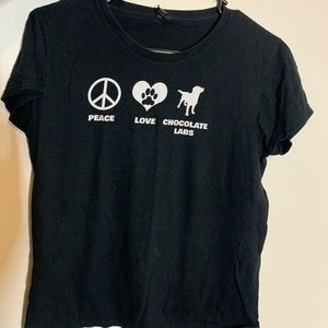 Peace, Love, & Chocolate Labs Black Graphic Tee